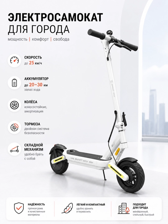 Smart Max elektr skuter — shahar uslubi va harakatlanish erkinligi