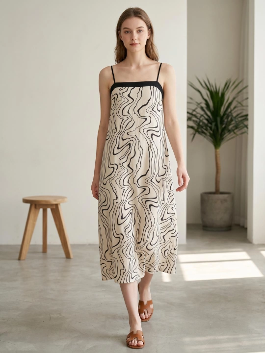 Ayollar tungi ko‘ylagi, yozgi slip dress, viskoza, keng fason, uy kiyimi