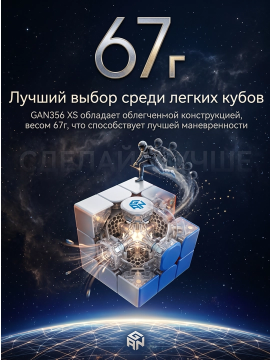 Кубик Рубик GAN 356 XS-2 3x3 магнитный профессиональный, GAN для спидкубинга