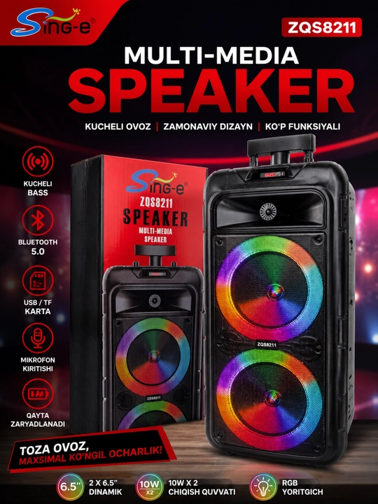 Портативные Bluetooth колонки – мощный бас, LED, USB/TF, беспроводные - 