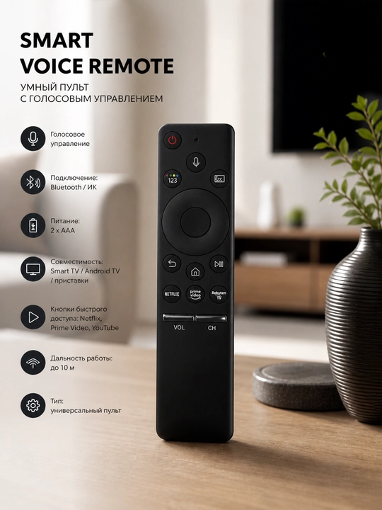 Smart TV uchun ovozli boshqaruvli, Bluetoothli Samsung Smart Voice Remote aqlli pulti - 