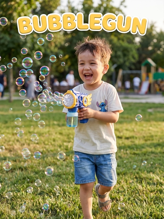 Генератор мыльных пузырей детский, на батарейках, BUBBLE GUN