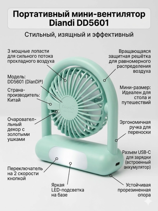 Портативный мини вентилятор Diandi - 