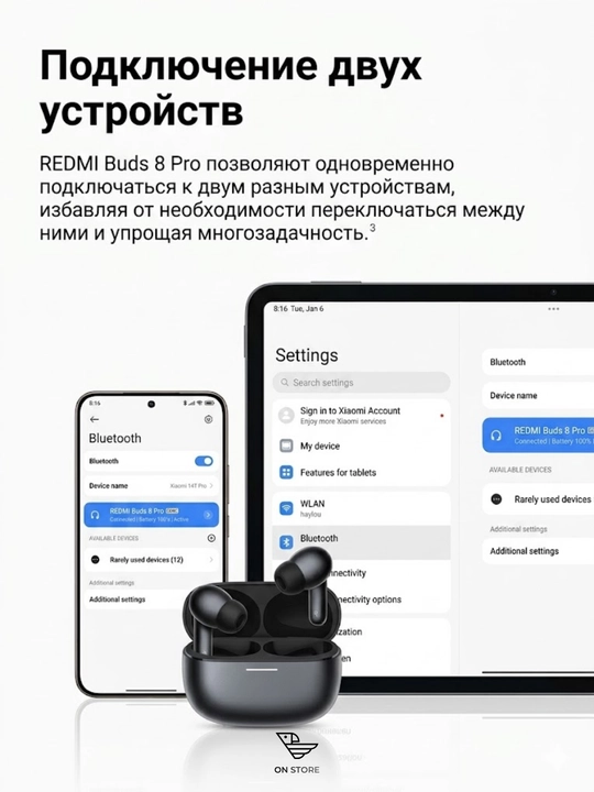 Simsiz quloqchinlar Redmi Buds 8 Pro, Hi-Res Audio, USB-C