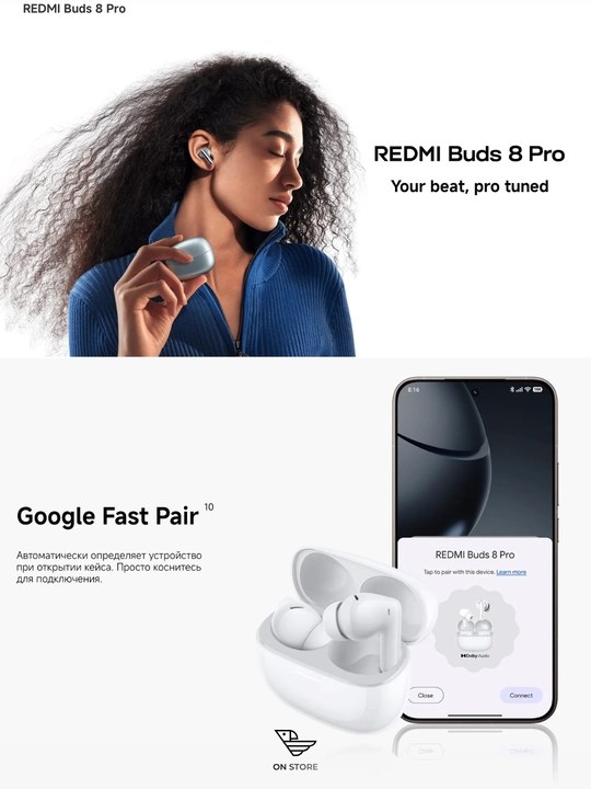 Simsiz quloqchinlar Redmi Buds 8 Pro, Hi-Res Audio, USB-C