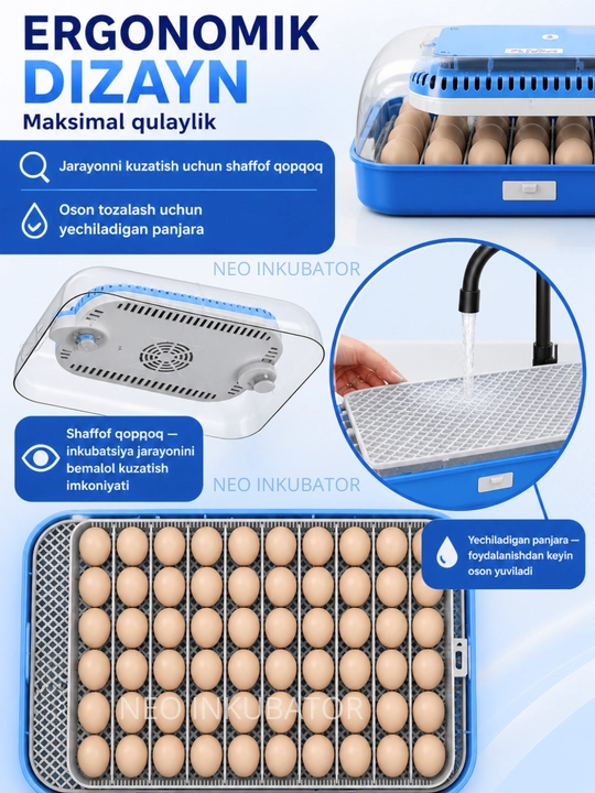 Инкубатор для яиц на 12/26/48/56/70, с переворотом, контроль температуры  и влажностью