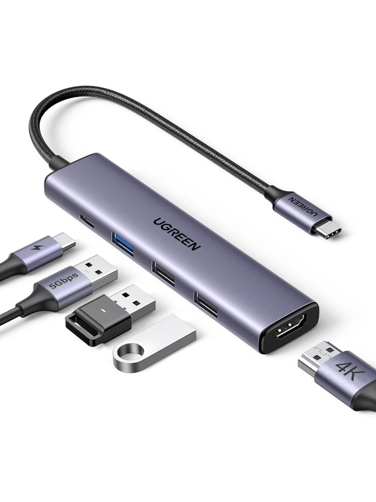UGREEN USB-C Хаб 5в1 HDMI 4K30Гц PD100Вт CM478 (15495)
