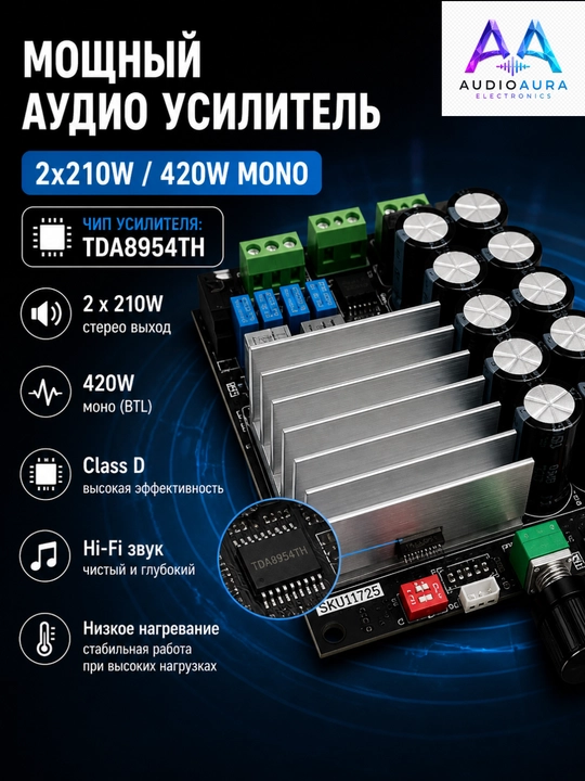 TDA8954TH 2×210W max Class D Hi-Fi audio kuchaytirgich plata Fever 2.0 - 