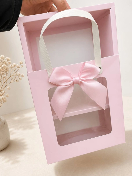 Sovg‘a qutisi oynali bantikli rozvi, malochniviy, jigarrang, ranglarda chiroyli gift box