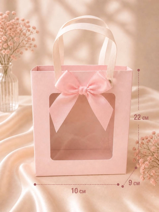 Sovg‘a qutisi oynali bantikli rozvi, malochniviy, jigarrang, ranglarda chiroyli gift box - 