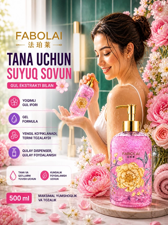 FABOL’AI xushbo‘y dush geli, kundalik foydalanish uchun, 500 ml