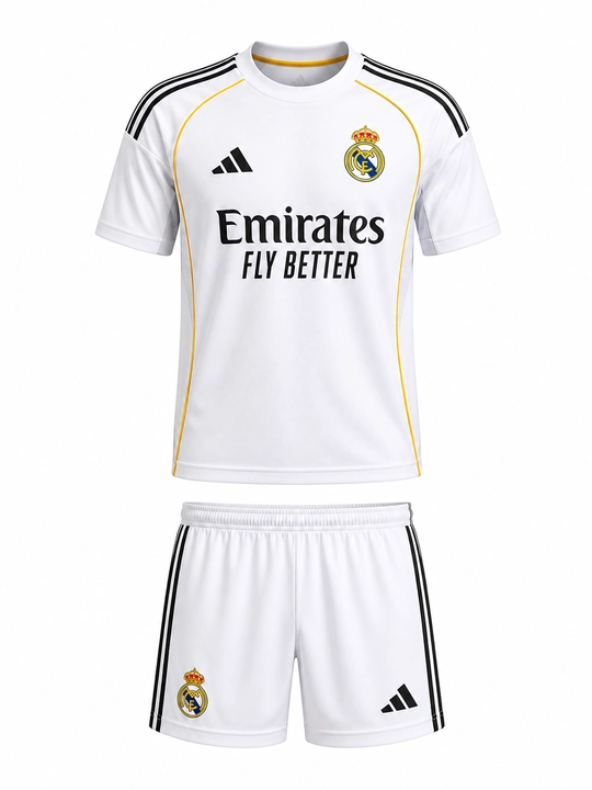 Футбольная форма Real Madrid 2025/2026 (белая), Детская и подростковая спортивная джерси