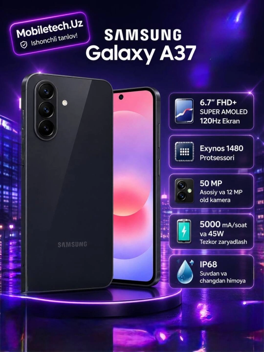 Смартфон Samsung Galaxy A37 5G – мощная батарея и современный AMOLED дисплей - 