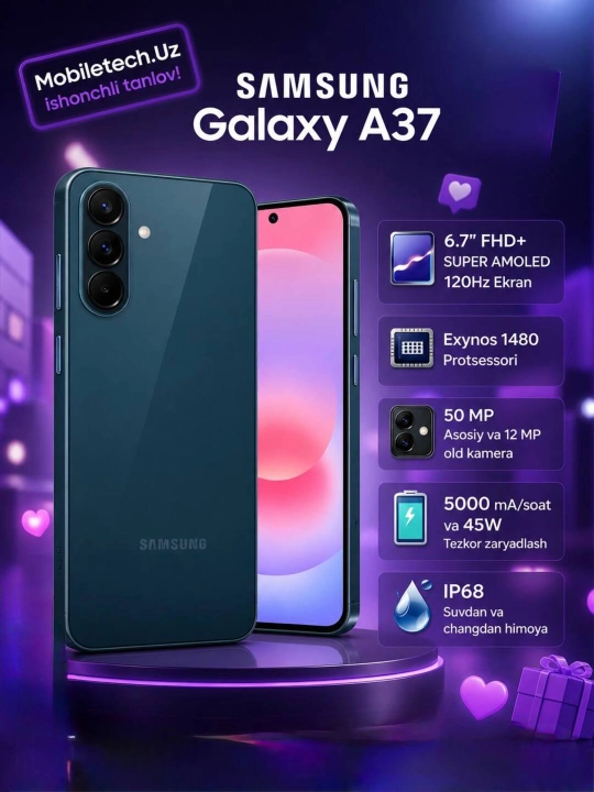 Смартфон Samsung Galaxy A37 5G – мощная батарея и современный AMOLED дисплей - 