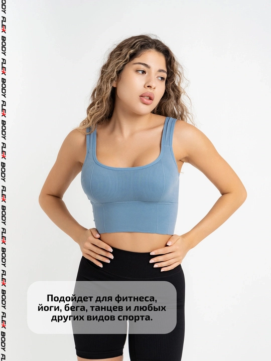 Ayollar sport topi ribana, bazaviy krop-top fitnes uchun