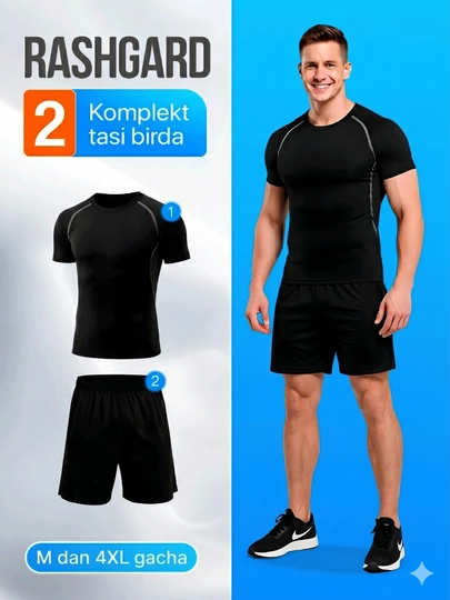 Рашгард мужской 2 в 1 комплект, спортивная одежда для фитнеса, M-4XL размер