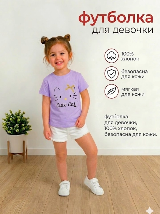 Qiz bolalar uchun yozgi futbolka 3 oydan - 3 yoshgacha - 