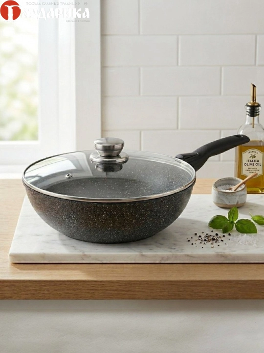 Wok Gardarika из России — гранитное антипригарное покрытие,объём: 3л, 4л - 