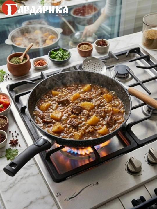Wok Gardarika из России — гранитное антипригарное покрытие,объём: 3л, 4л
