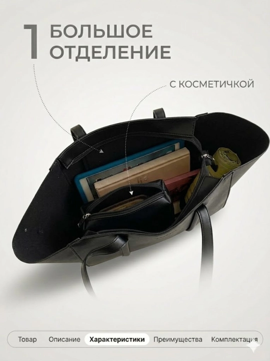 Сумка женская 2 в 1 с кошельком, тоут