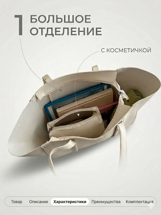 Сумка женская 2 в 1 с кошельком, тоут
