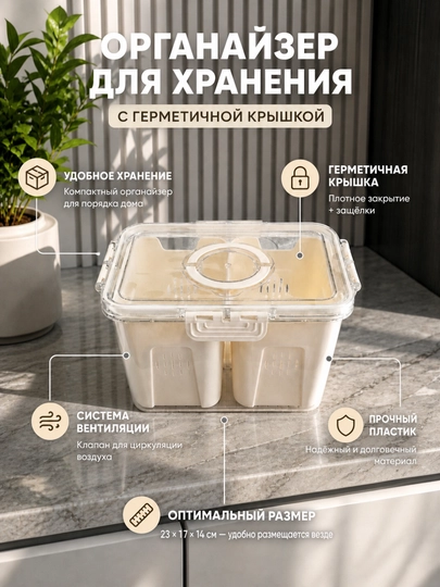 Контейнер для еды с разделителем — HOMEUM-KONTEYNER04-СЛНКОСТ