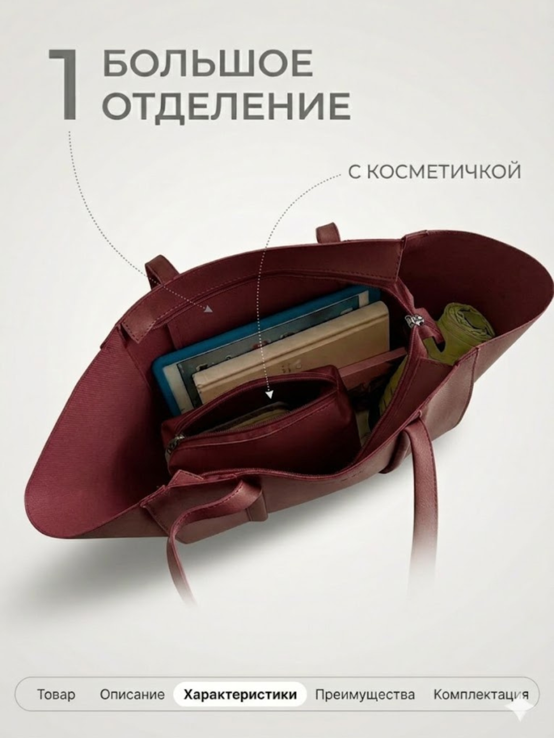 Сумка женская 2 в 1 с кошельком, тоут