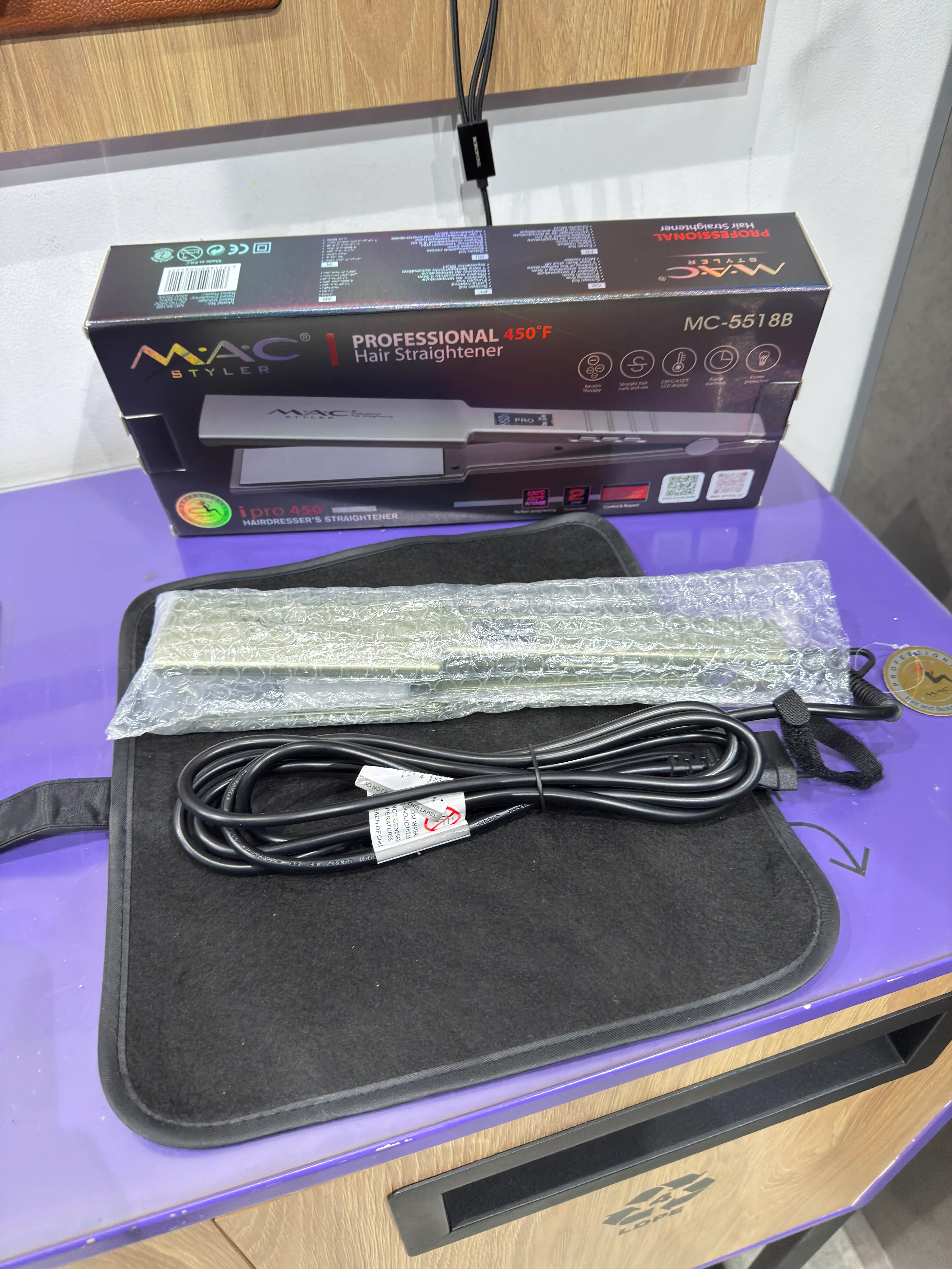 Выпрямитель для волос MAC Styler 5518, керамическое покрытие, быстро нагревается, 450°F