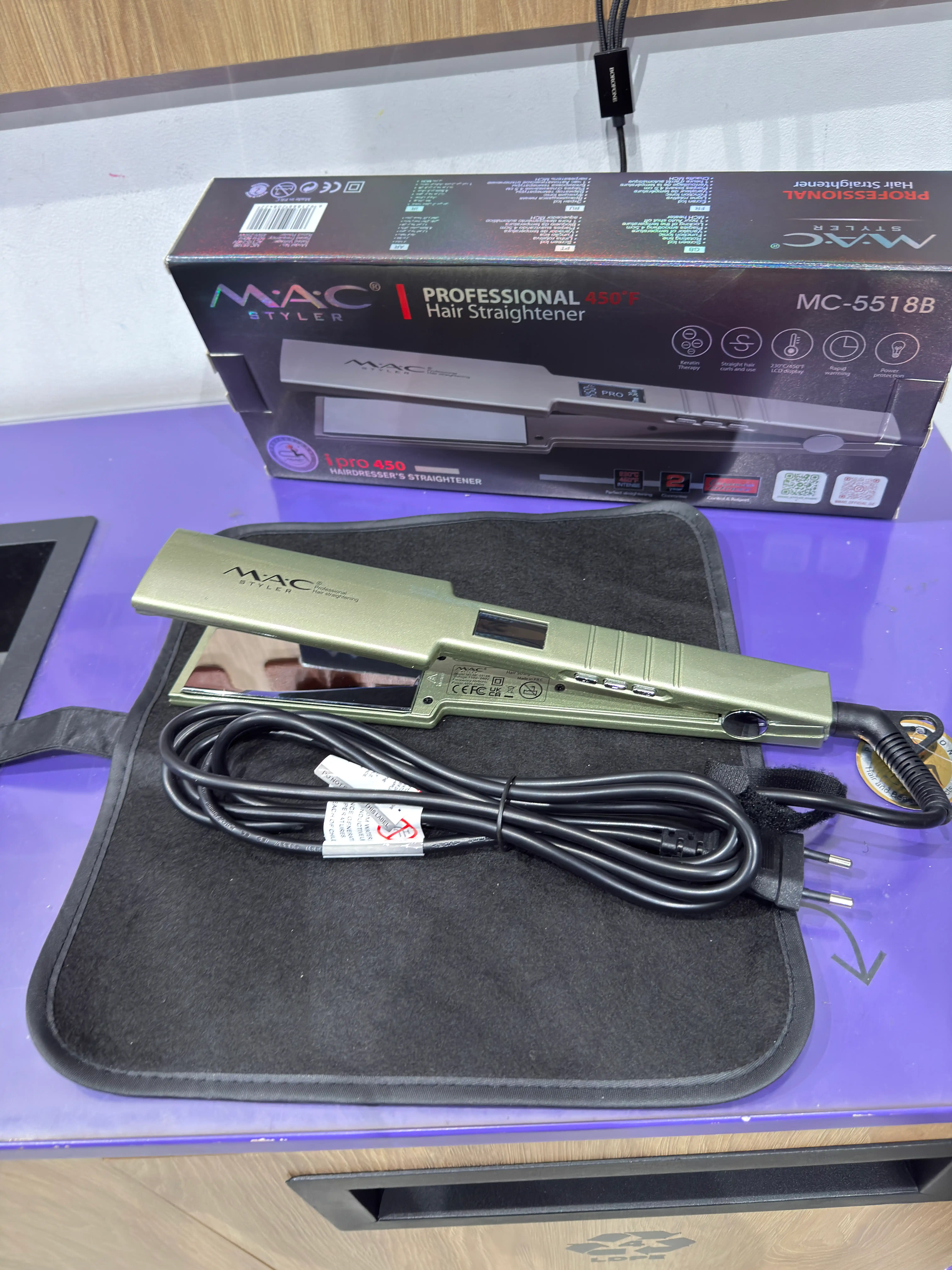 Выпрямитель для волос MAC Styler 5518, керамическое покрытие, быстро нагревается, 450°F
