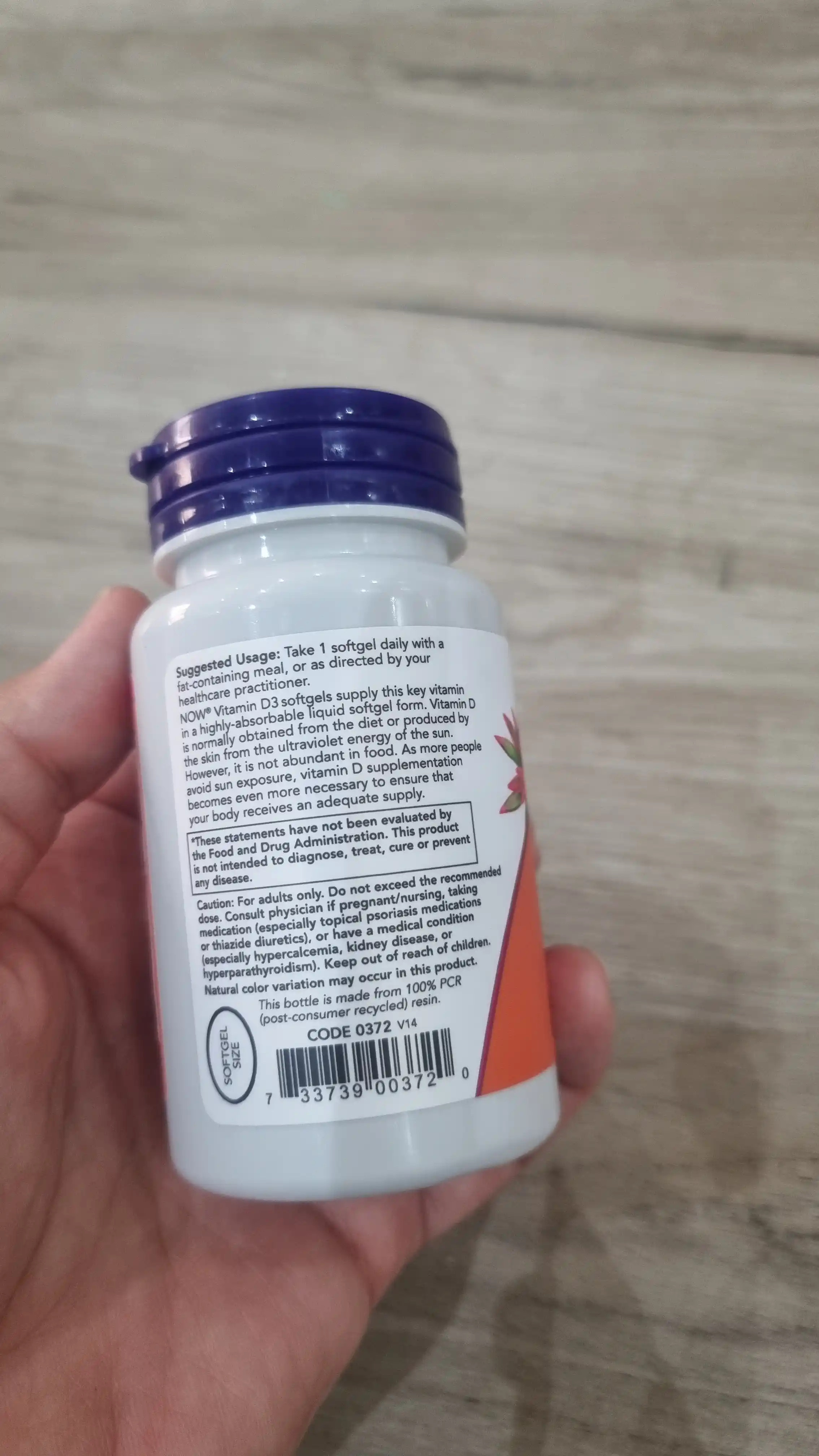 Vitaminlar D3 Now Foods, 5000 IU, 125 mkg, 120 kapsula