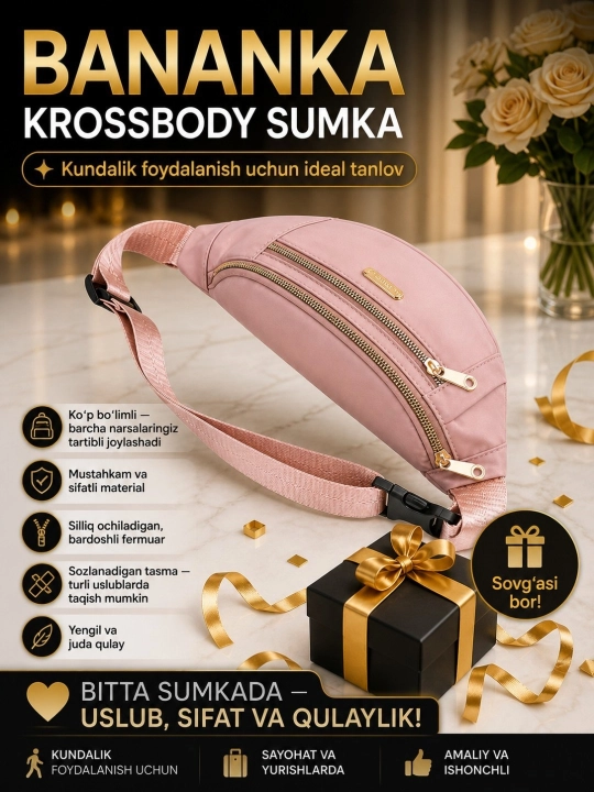 Ayol va qizlar uchun bananka sumkasi, ayollar KROSSBODY sumkasi, kundalik ayollar sumkasi