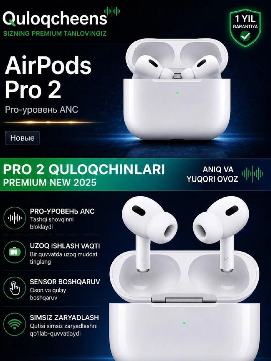 Беспроводные сенсорные наушники APods Pro 2 ANC, Android, iOS и Windows - 