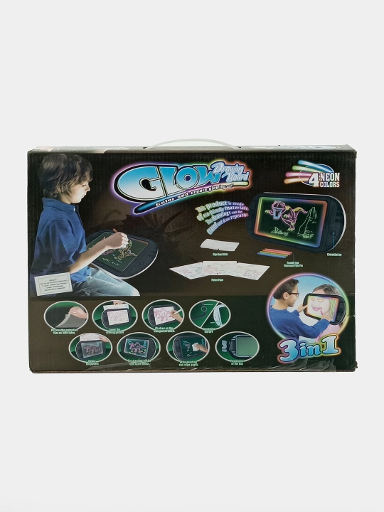 Yi Ma Toys Glow Drawing Board - 4 ta neon rangli chizish taxtasi, 3 tasi 1 da