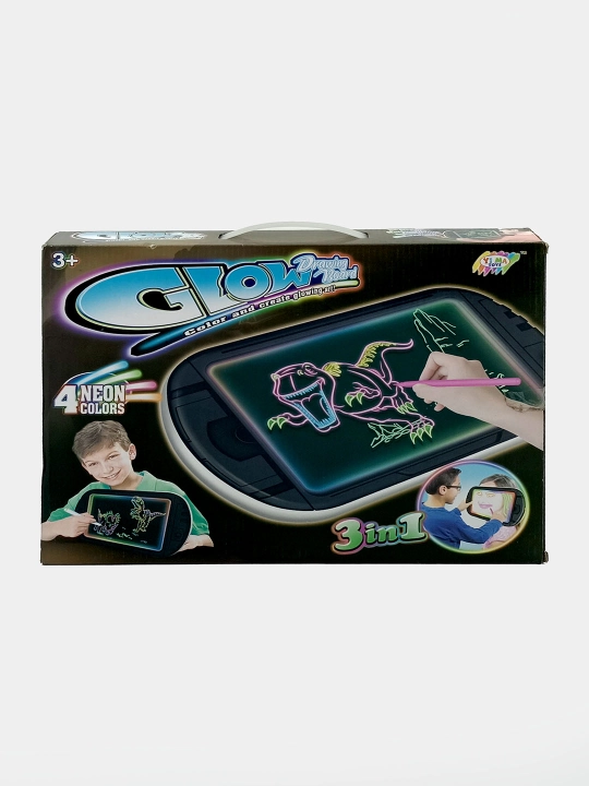 Yi Ma Toys Glow Drawing Board - 4 ta neon rangli chizish taxtasi, 3 tasi 1 da