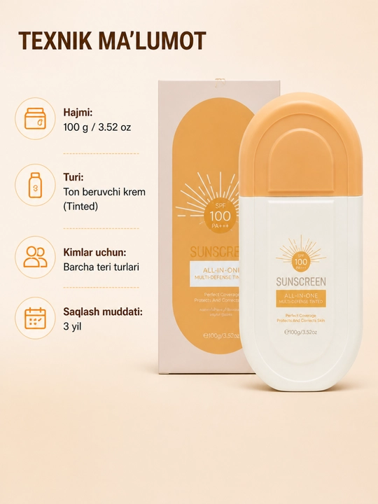 Quyoshdan himoyalovchi krem Estelin, SPF yuz va tana uchun krem, oqartiruvchi 100, 50 g