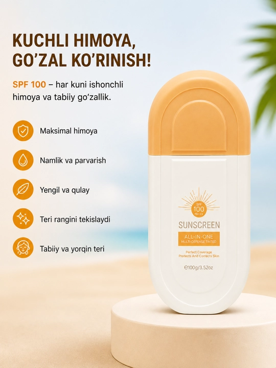 Quyoshdan himoyalovchi krem Estelin, SPF yuz va tana uchun krem, oqartiruvchi 100, 50 g