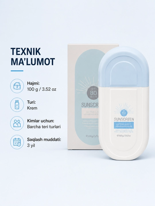 Quyoshdan himoyalovchi krem Estelin, SPF yuz va tana uchun krem, oqartiruvchi 100, 50 g