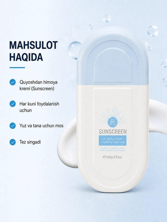 Quyoshdan himoyalovchi krem Estelin, SPF yuz va tana uchun krem, oqartiruvchi 100, 50 g