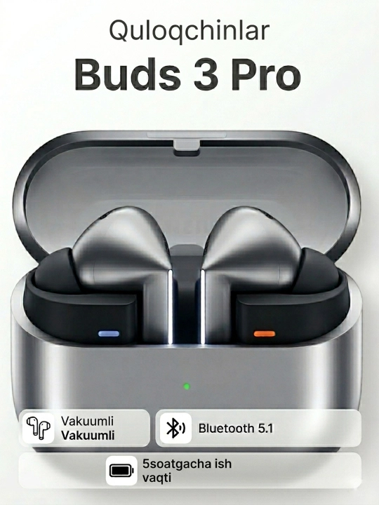 Беспроводные наушники Buds 3 Pro вакуумные Bluetooth 5.1 черные до 5 часов работы