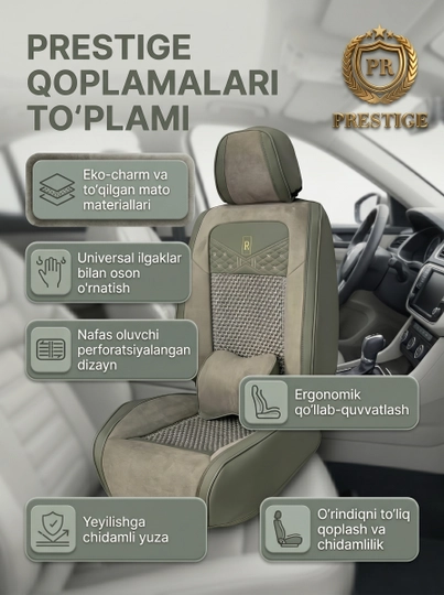 Eko charmdan tayyorlangan avtomobil o‘rindiqlari uchun universal yostiqli g‘iloflar - 