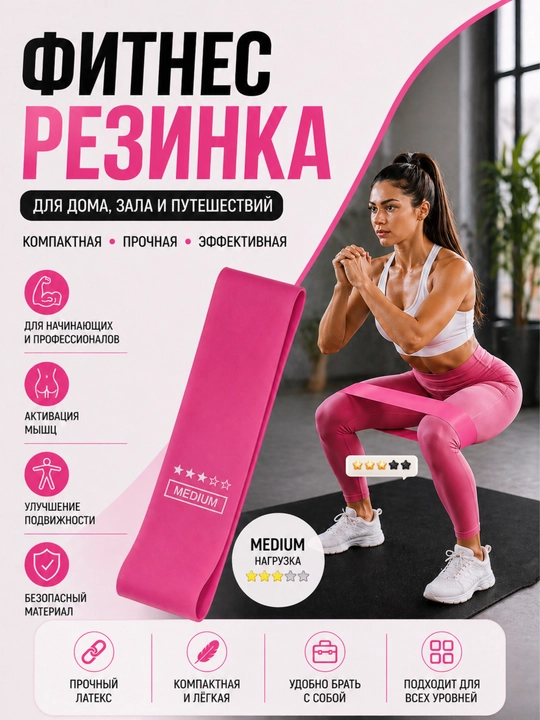 Oyoq va dumba uchun fitness rezinalar t'oplami, 5 dona to‘plam, yoga mashg‘ulotlar uchun - 