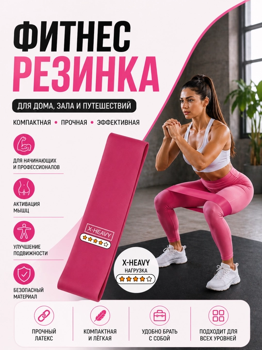 Oyoq va dumba uchun fitness rezinalar t'oplami, 5 dona to‘plam, yoga mashg‘ulotlar uchun - 