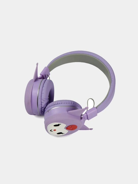 Беспроводные накладные наушники Kuromi с микрофоном Bluetooth 5.0 розовые/фиолетовые - 