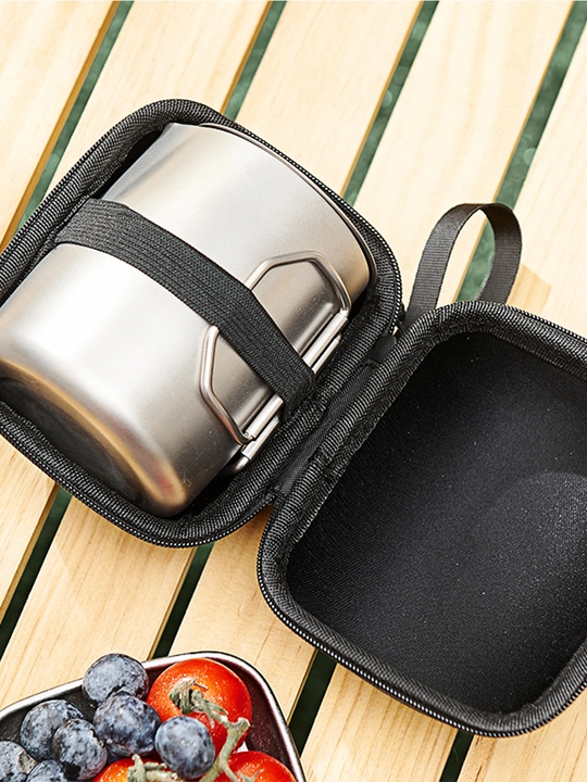 Sayohat va camping uchun choy to‘plami: 350 ml choynak + filtr + 4 ta piyola, ixcham sumka