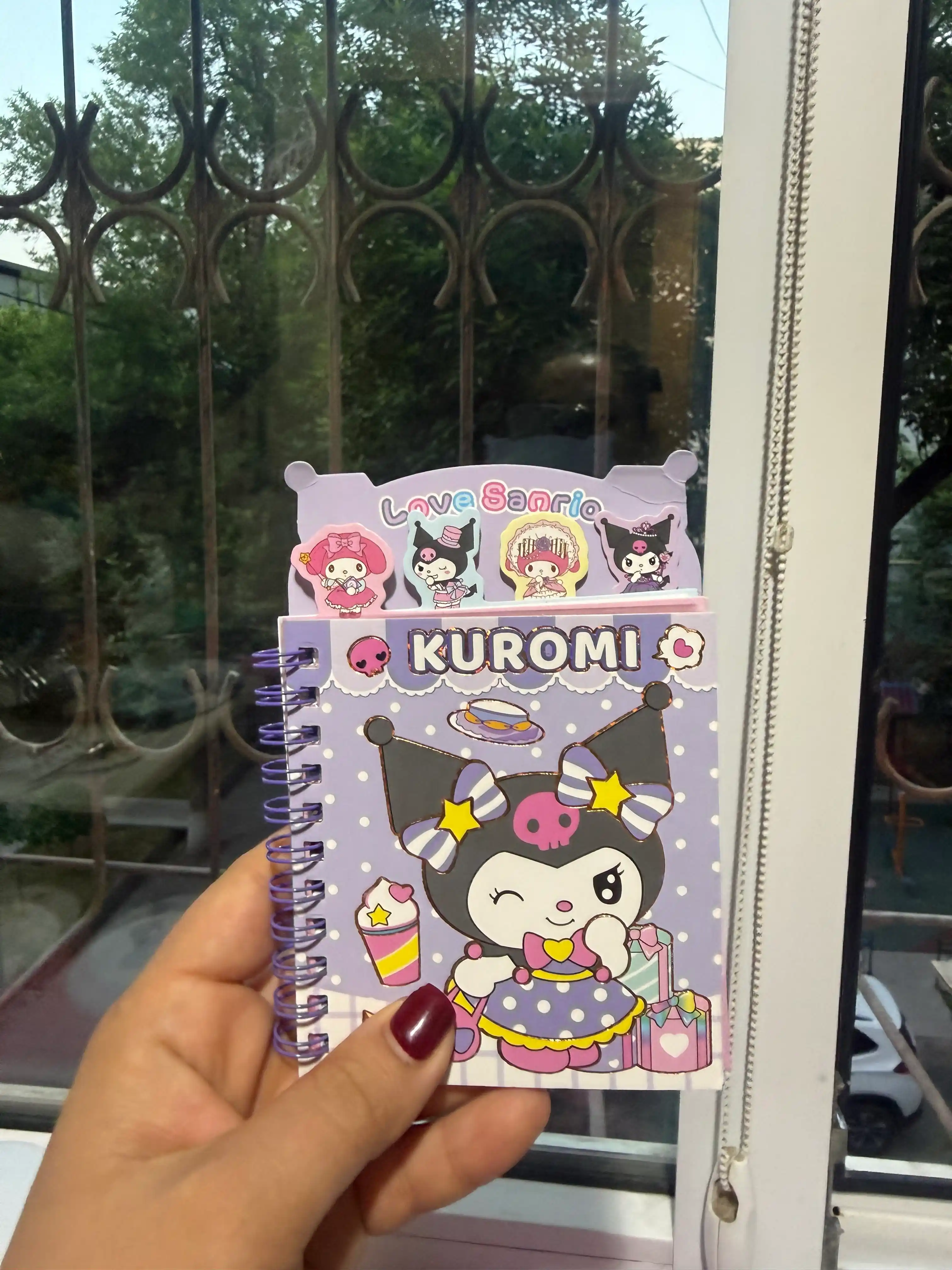 Bloknot stiker bilan Kuromi Sanrio, stiker kitobi, o'lchami 16 * 12 sm