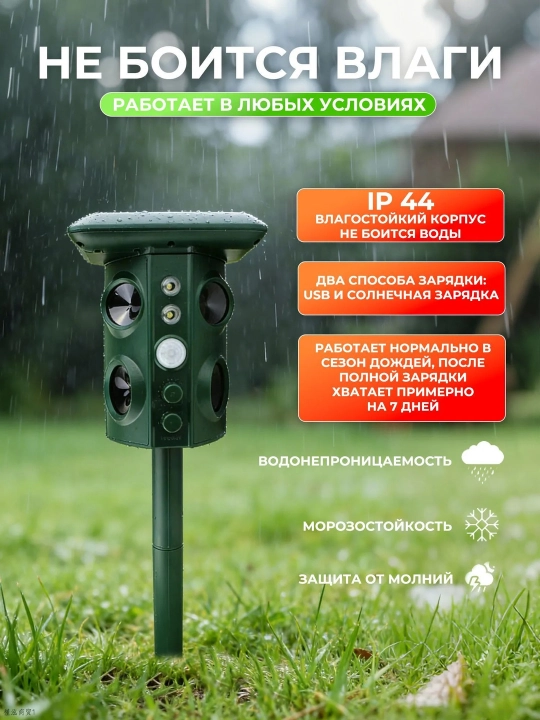 G-LUCK 4D hayvonlarni, itlar, qushlar, kemiruvchilar, ilonlarni ultratovushli qo’rqitgich