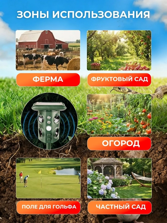 G-LUCK 4D hayvonlarni, itlar, qushlar, kemiruvchilar, ilonlarni ultratovushli qo’rqitgich