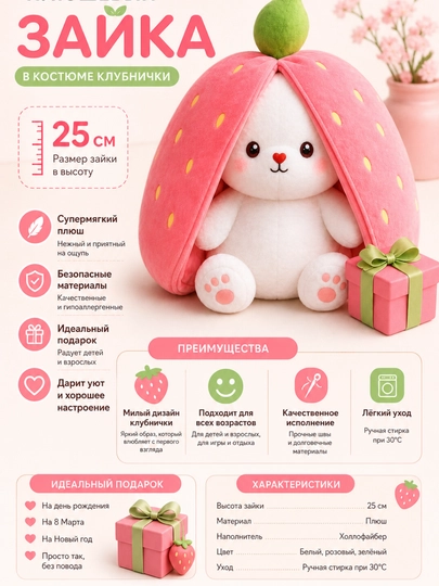 Мягкая игрушка-ночник с мелодией и «дышащим» животиком — 30 см — BEKTOY1-QUYON-КРАСН