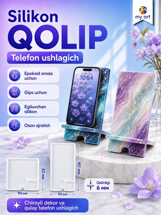Silikon mold telefon ushlagich, epoksid va gips quyish uchun maxsus qolip
