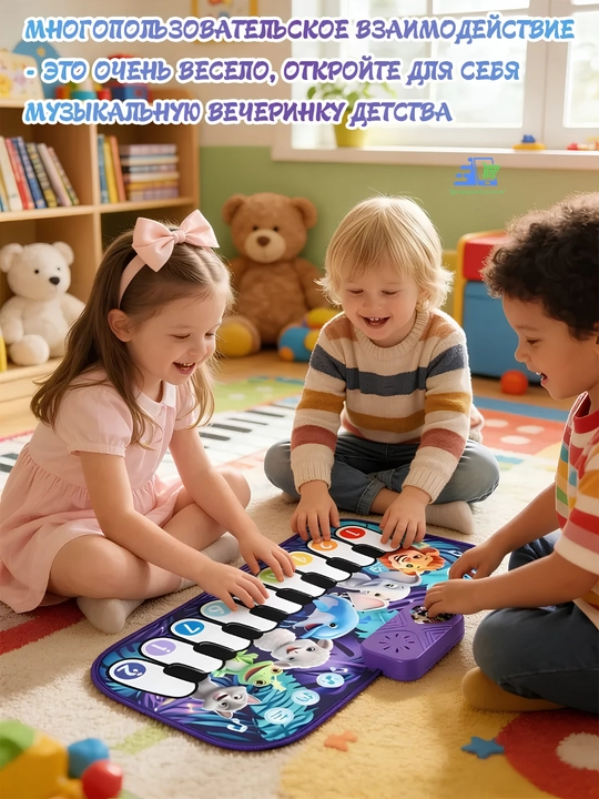Интерактивная музыкальная игрушка SmartJo–танцевальный коврик-пианино с животными звуками 